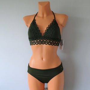 Becca 2 Piece Siren Bay Leaf Bikini Set NWT
